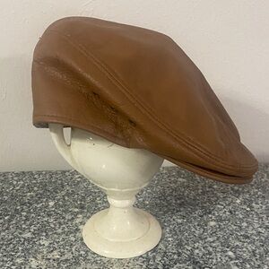 Brown Leather Flat Cap